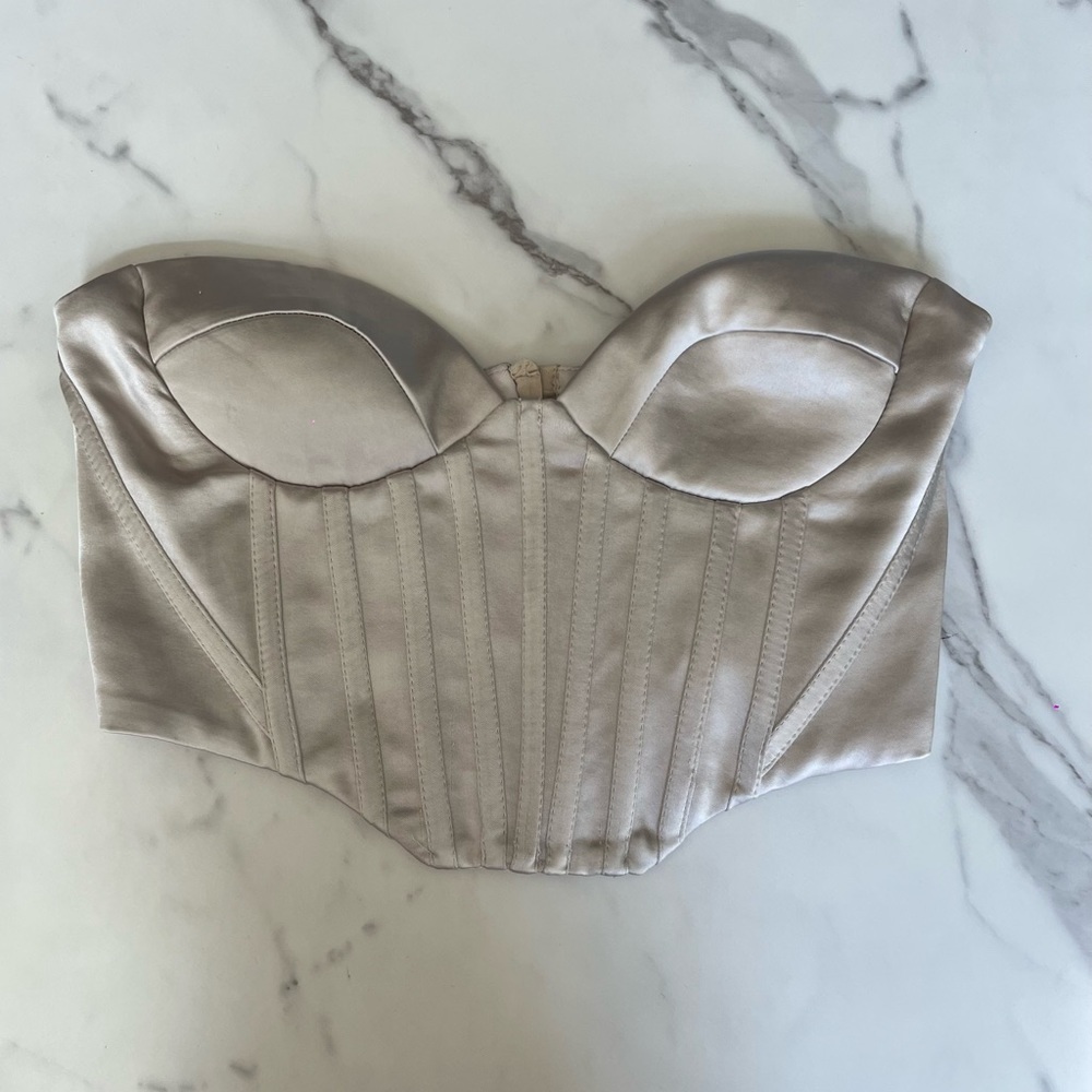Silver corset bustier top